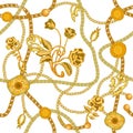 Luxurious print with golden roses and chains